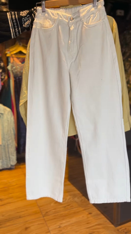 Sunshine Chic Co-ord Set: Textured Mustard Shirt & White Trousers