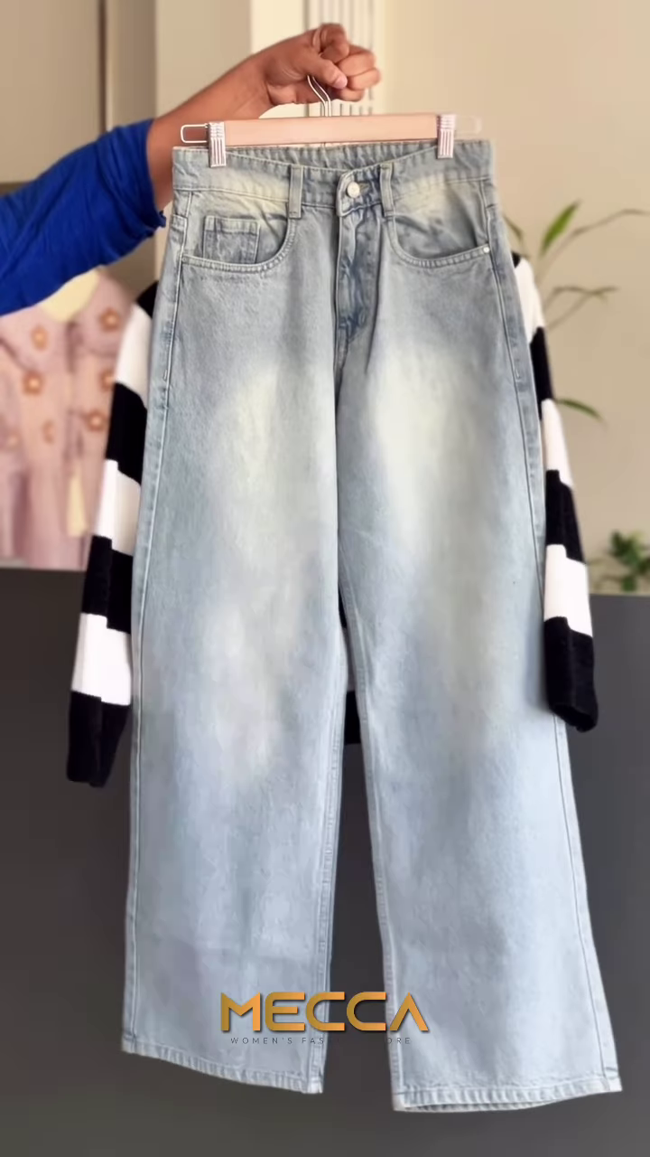 Black and White Striped Knit Sweater with Light-Wash Denim