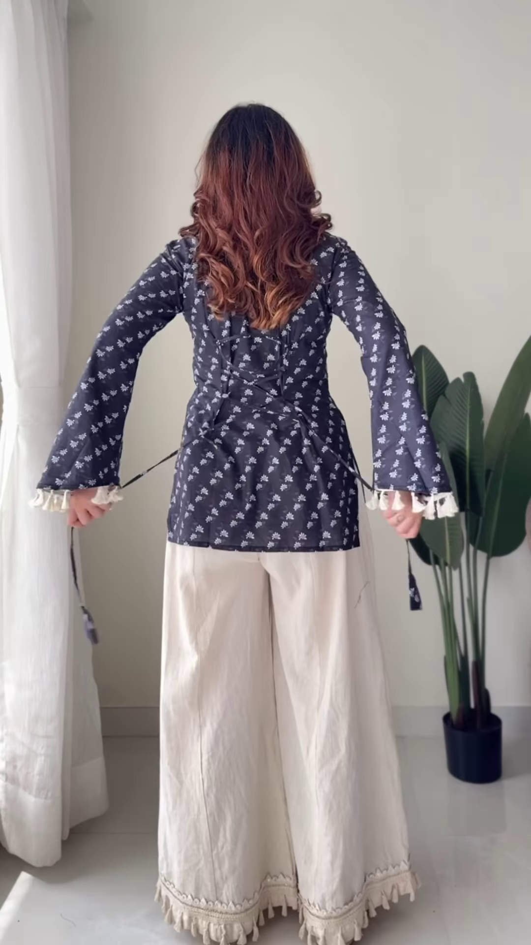 Boho-Chic Floral Tunic and Flared Palazzo Set
