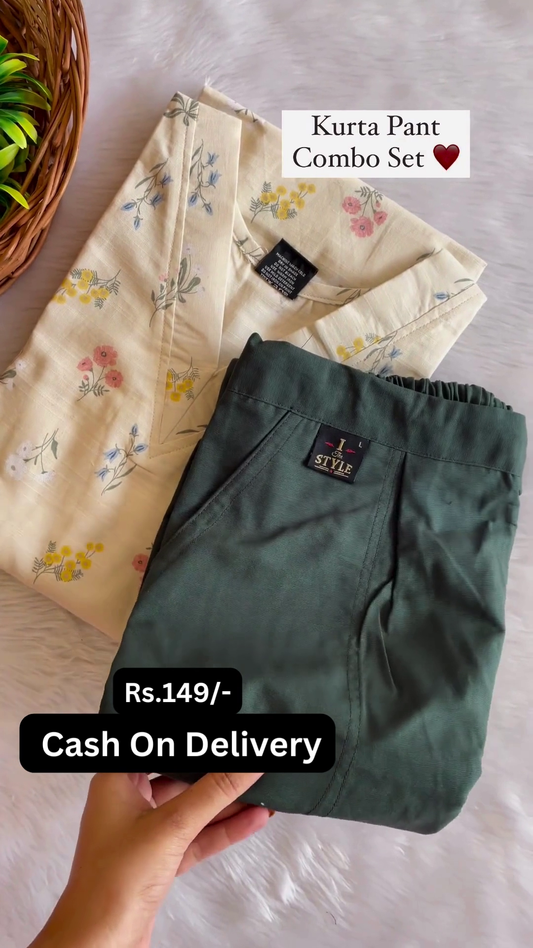 Sun-Kissed Florals: Kurta Pant Combo Set
