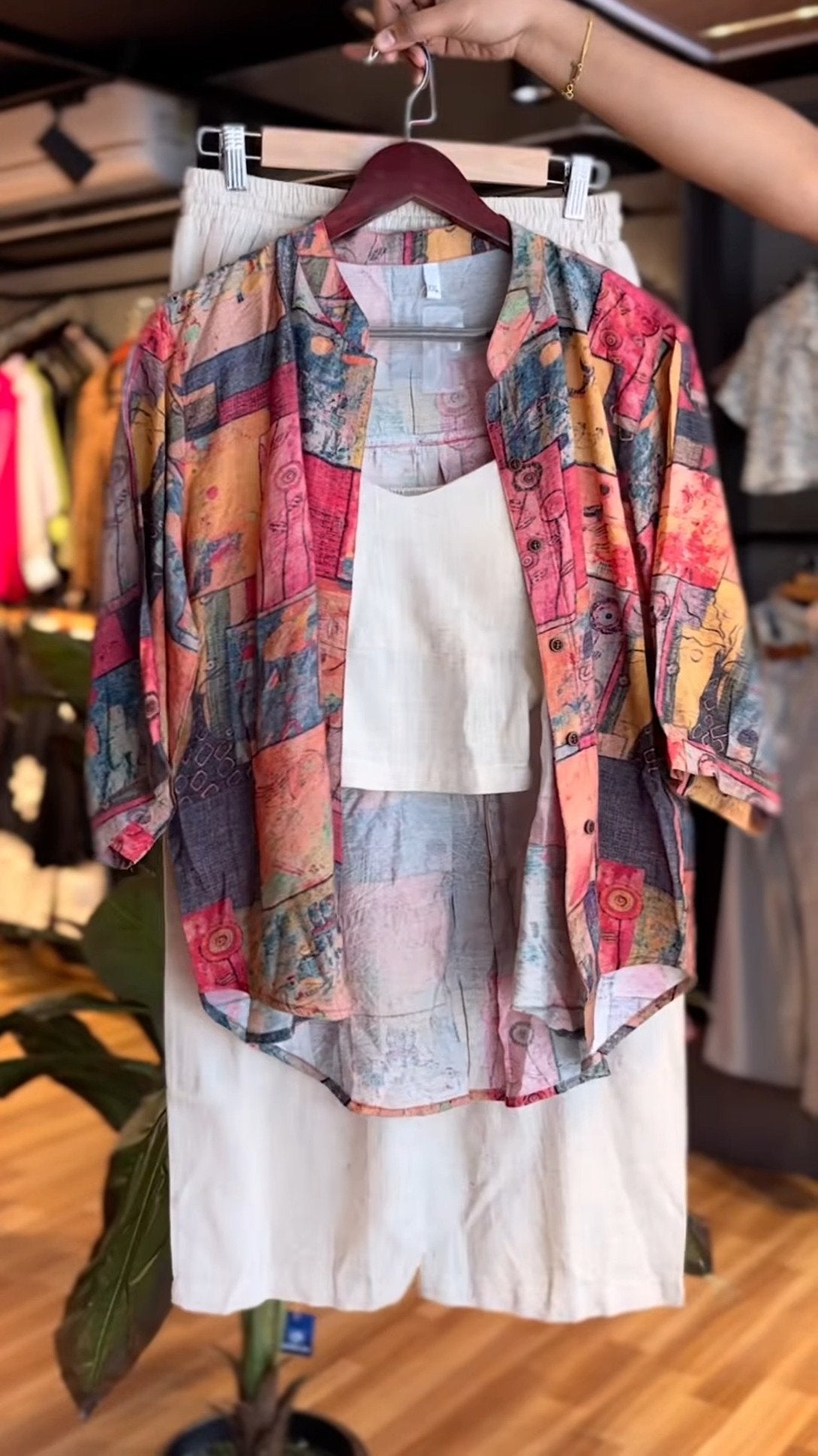 Abstract Art Co-Ord Set with Wide-Leg Trousers