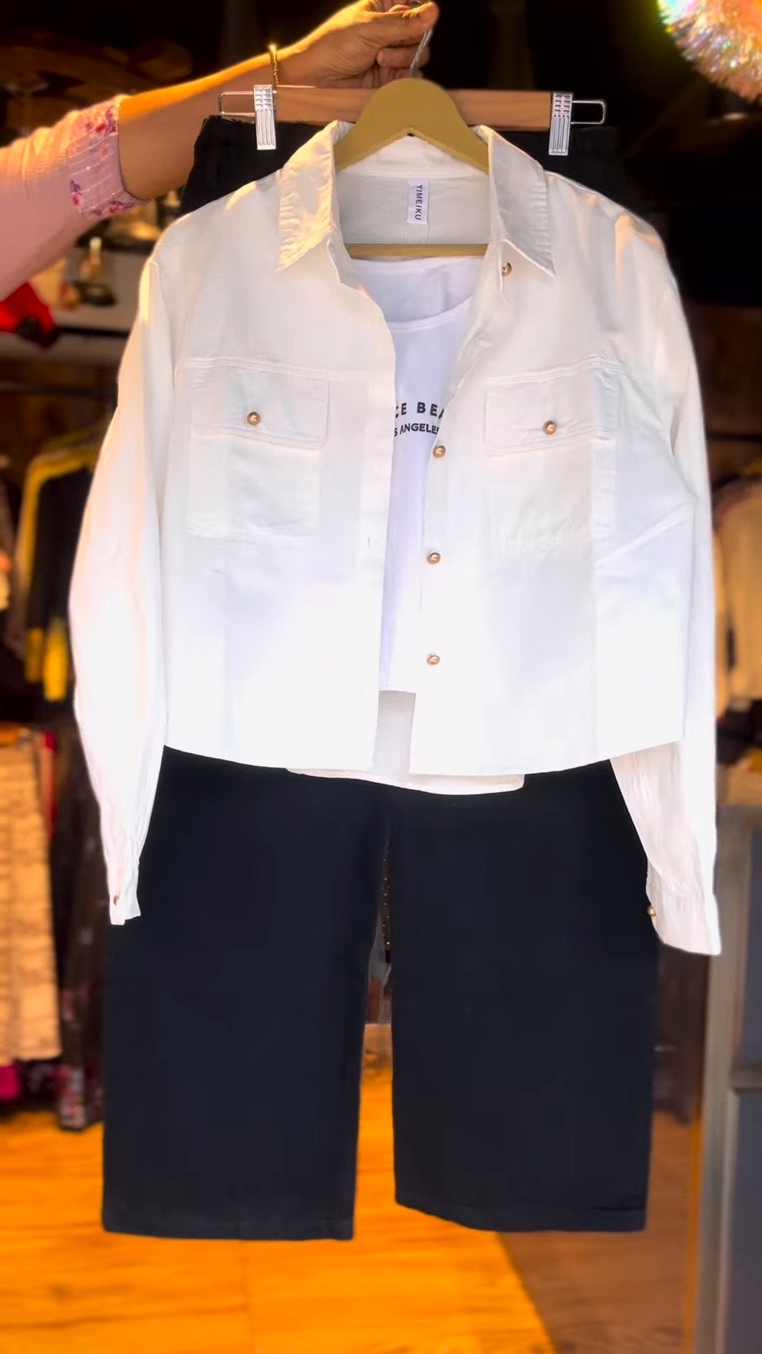 Urban Chic White Utility Jacket & Black Trouser Co-ord Set – Effortless Modern Ensemble