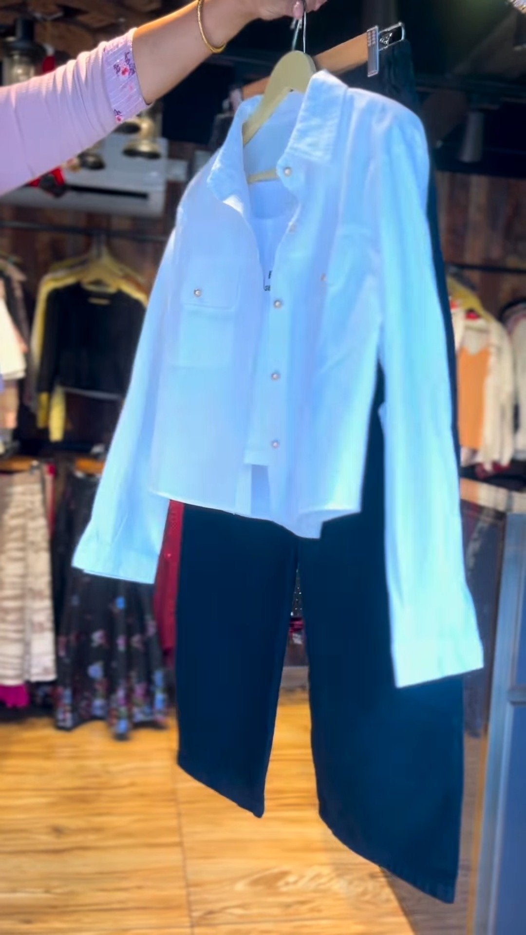 Urban Chic White Utility Jacket & Black Trouser Co-ord Set – Effortless Modern Ensemble