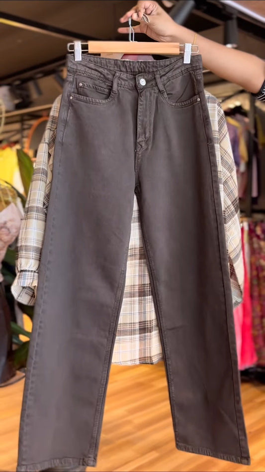 Urban Chic Plaid Shirt and Trouser Co-ord Set – Versatile Beige and Brown ensemble