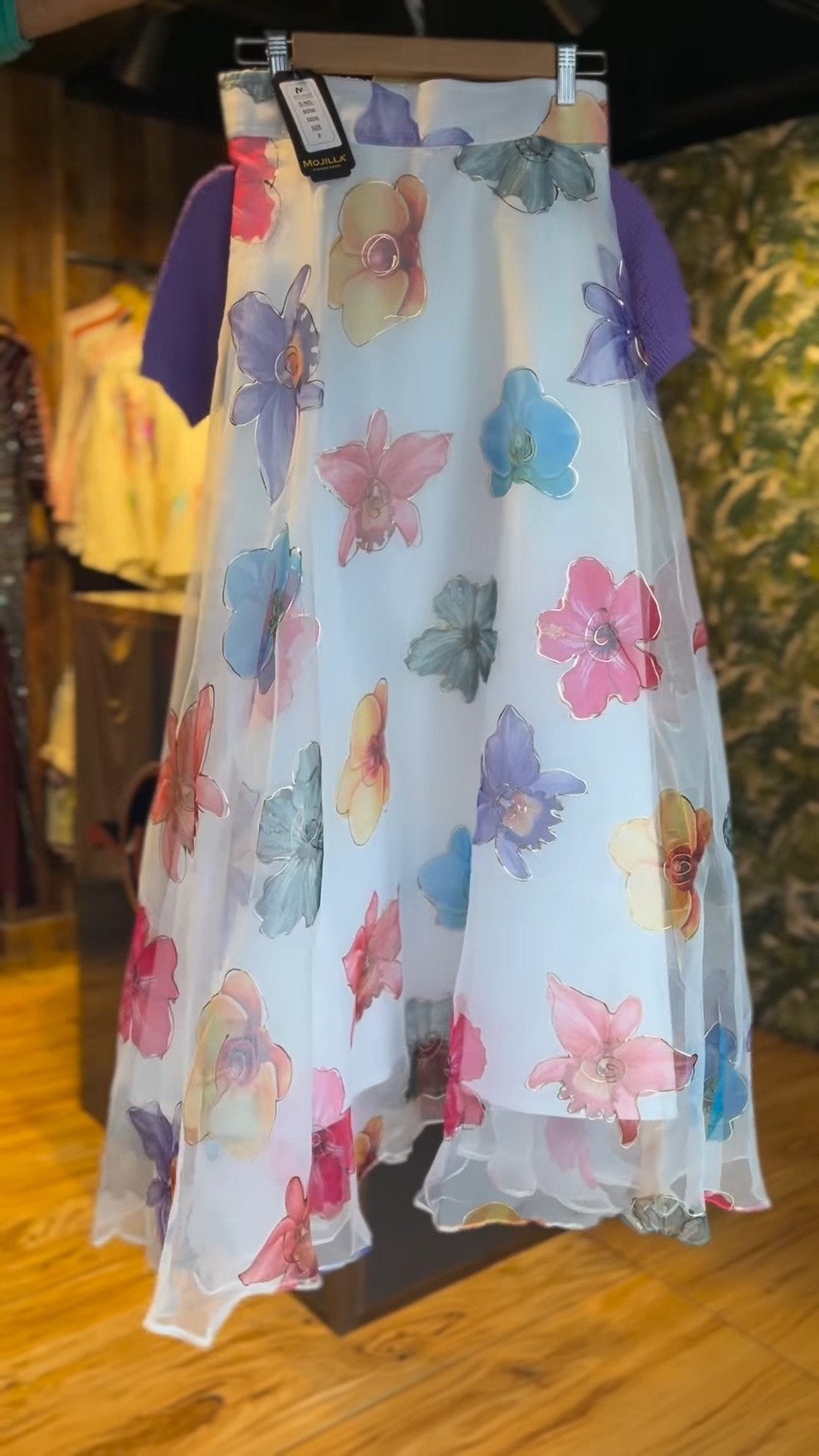 Floral Whisper Organza Skirt & Texture Knit Top Set