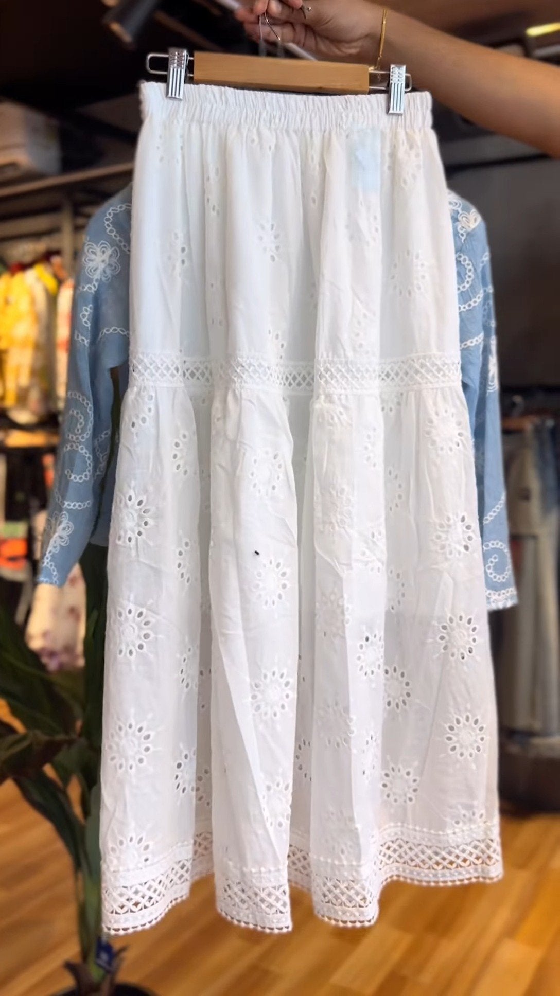 Ethereal Embroidered Chikankari-Inspired Co-ord Set with Tiered Skirt – Available in Celestial Blue & Pristine White