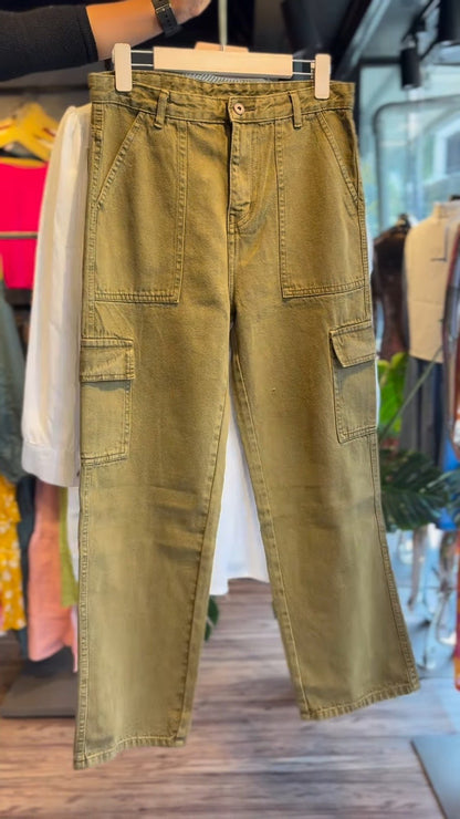 Olive Cargo Trouser & Embroidered White Tunic Co-Ord Set