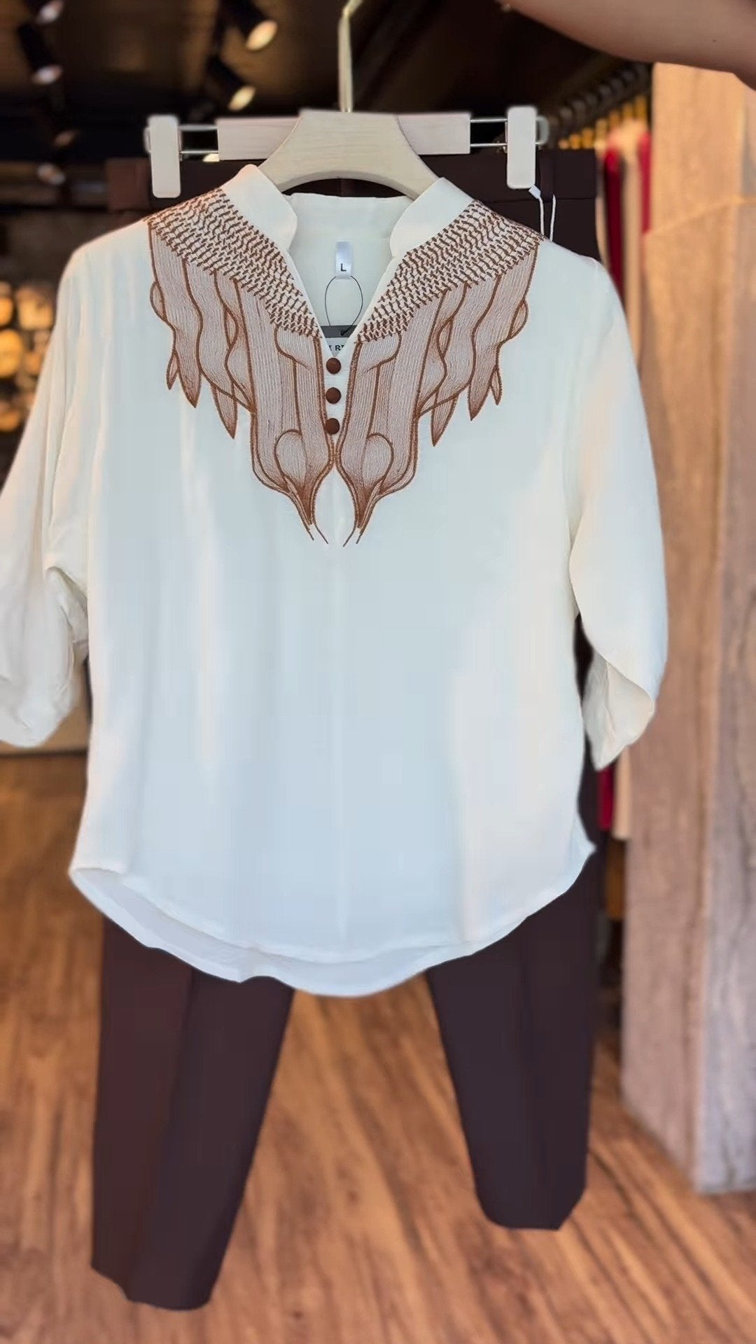 Ivory Kurta & Earthy Brown Trouser Co-ord Set – Effortless Ethnic Elegance