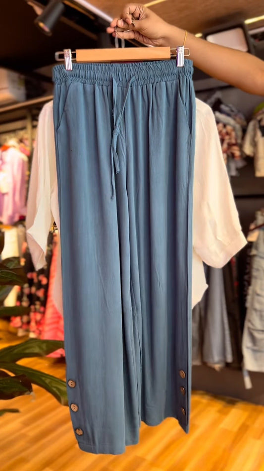Elegant Embroidered White Kurta with Teal Blue Culottes Set