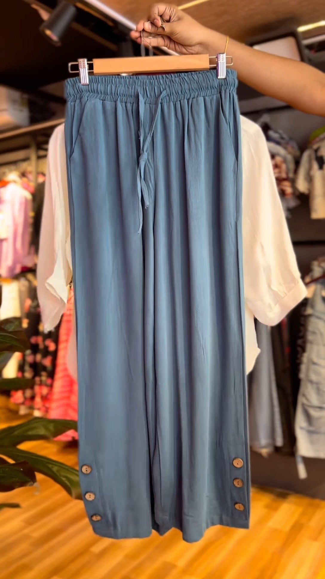 Elegant Embroidered White Kurta with Teal Blue Culottes Set