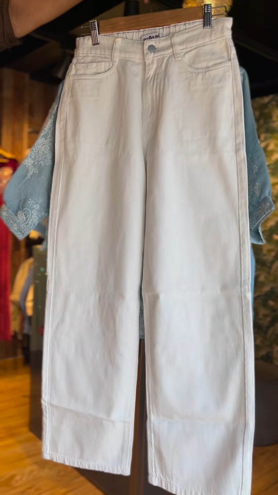 Pastel Blue Embroidered Kurti & White Trouser Co-ord Set