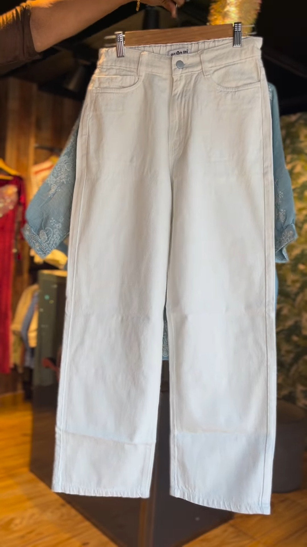Pastel Blue Embroidered Kurti & White Trouser Co-ord Set