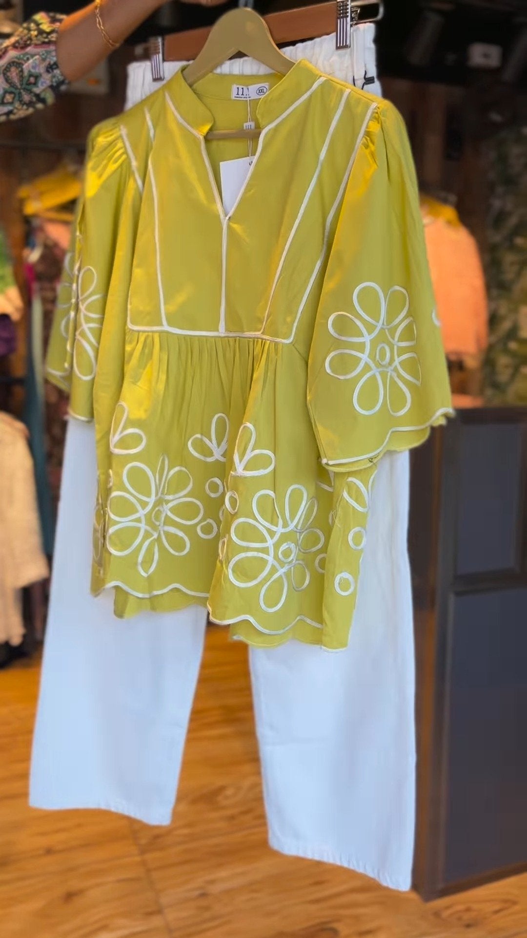 Sunshine Meadow Embroidered Peplum Kurta with Straight Pants Set