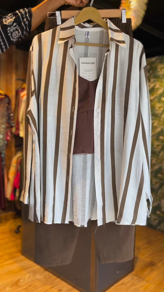 Minimalist Striped Co-ord Set with Elasticated Trousers