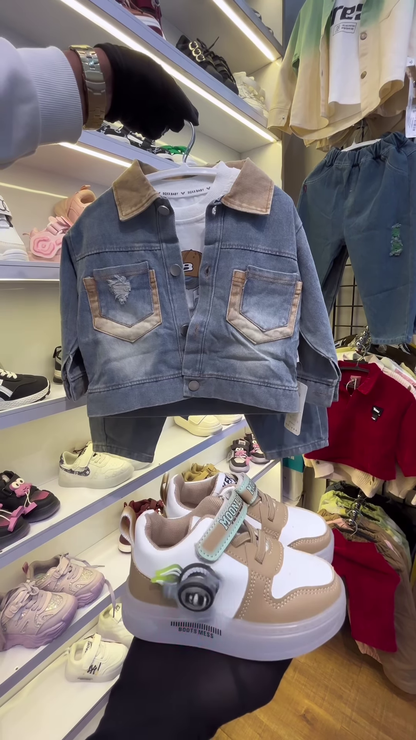 Children’s Burgundy Teddy Bear Sweatshirt and Matching Sneakers