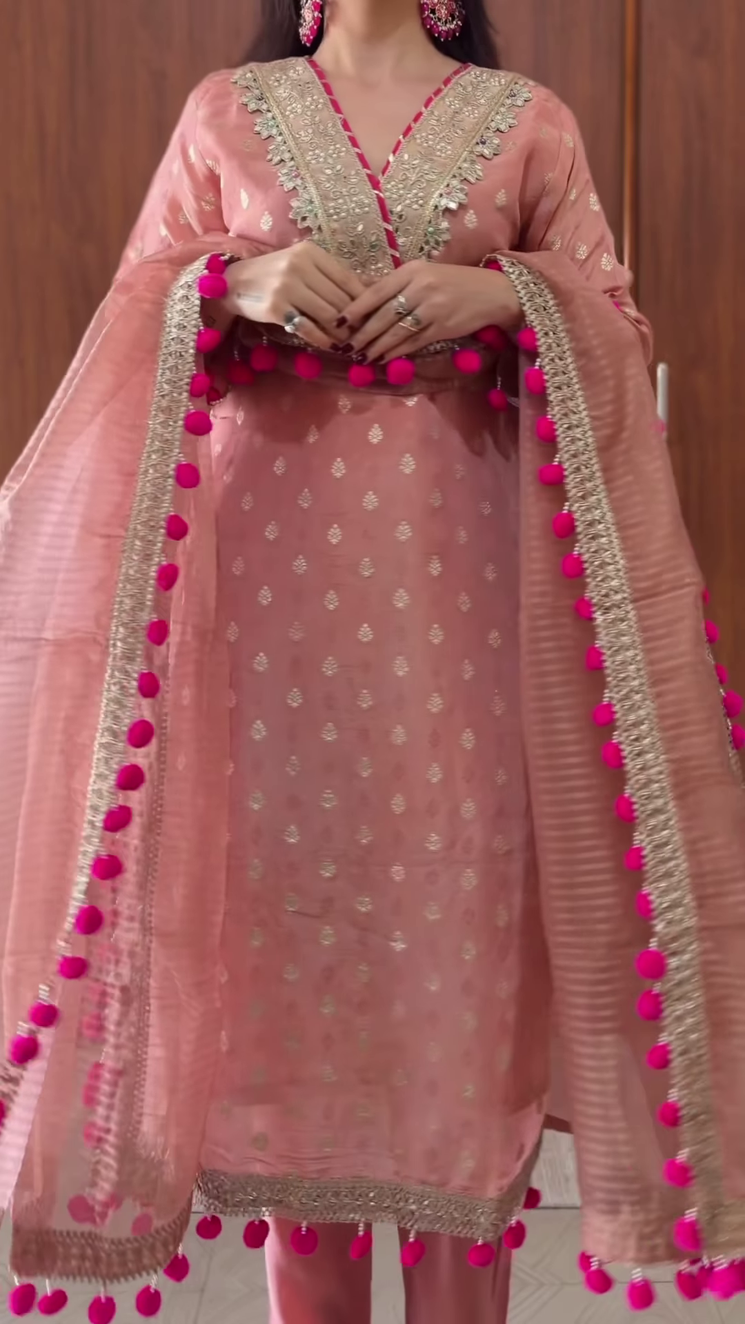White Cotton Embroidered Kurta Set with Pink Accents
