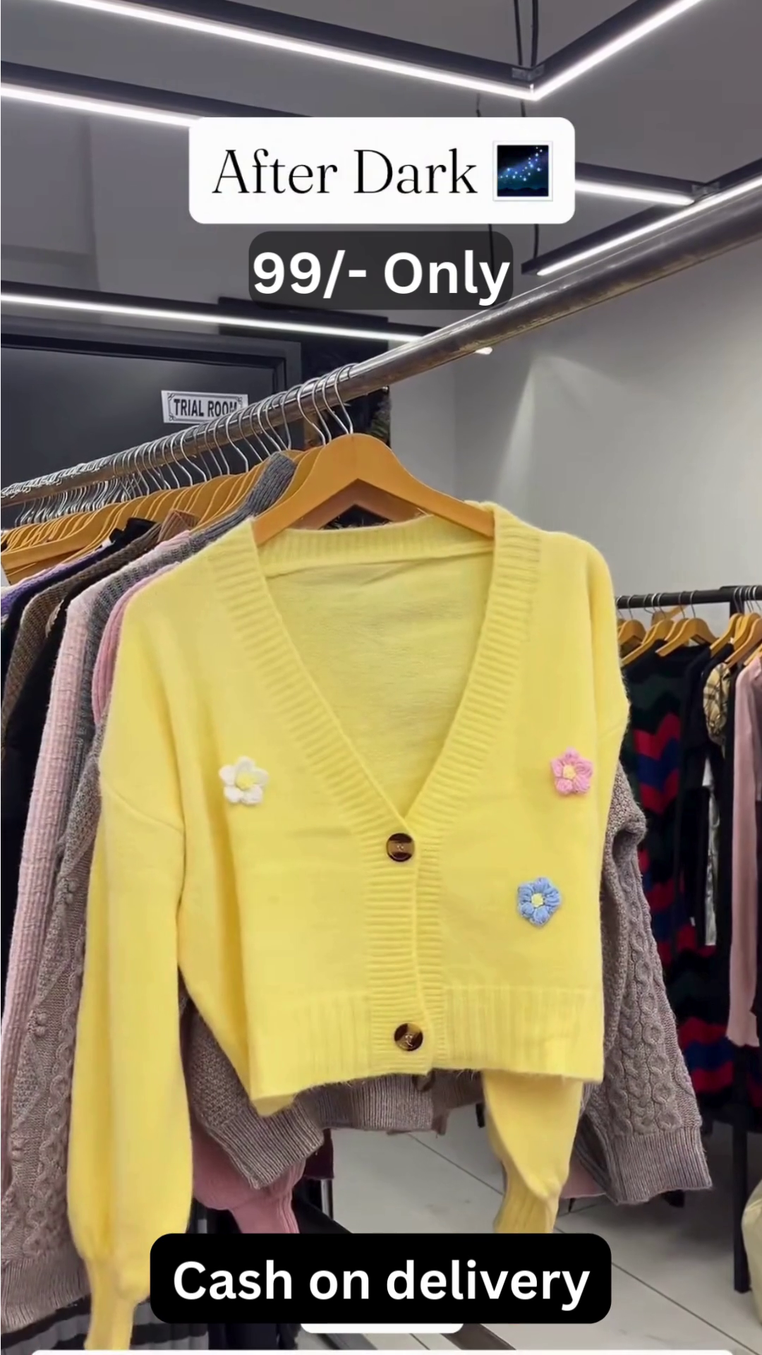 Soft Yellow V-Neck Cardigan with Floral Applique Accents