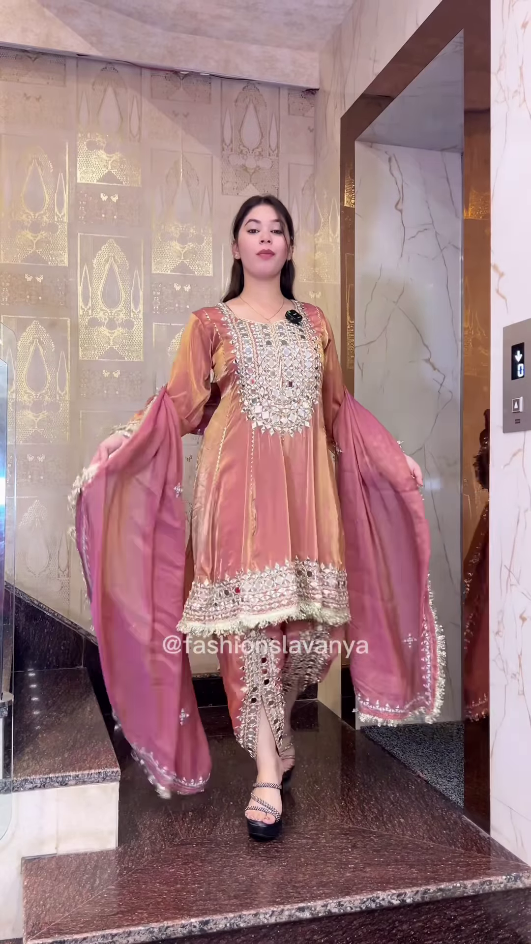 Regal Olive Green Silk Anarkali with Heavy Mirror Work