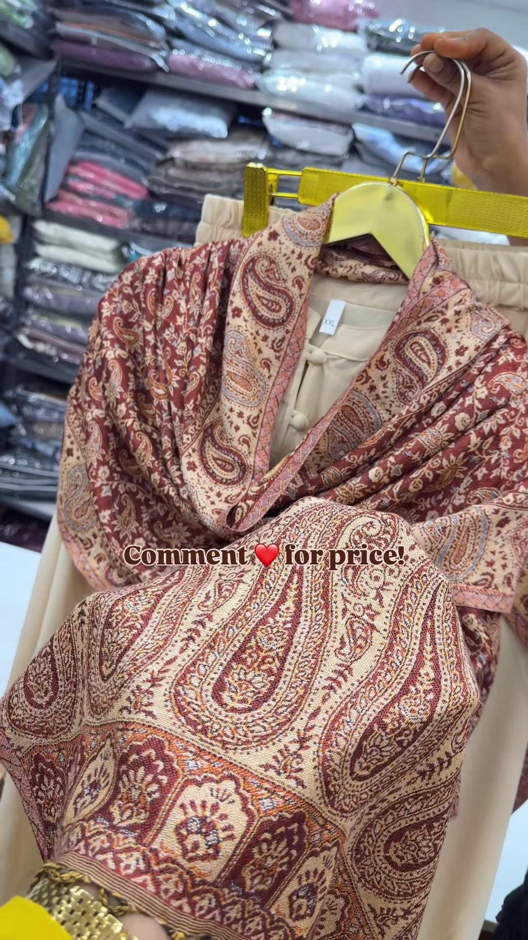 Sand Beige Kurta Set with Intricate Paisley Woolen Shawl