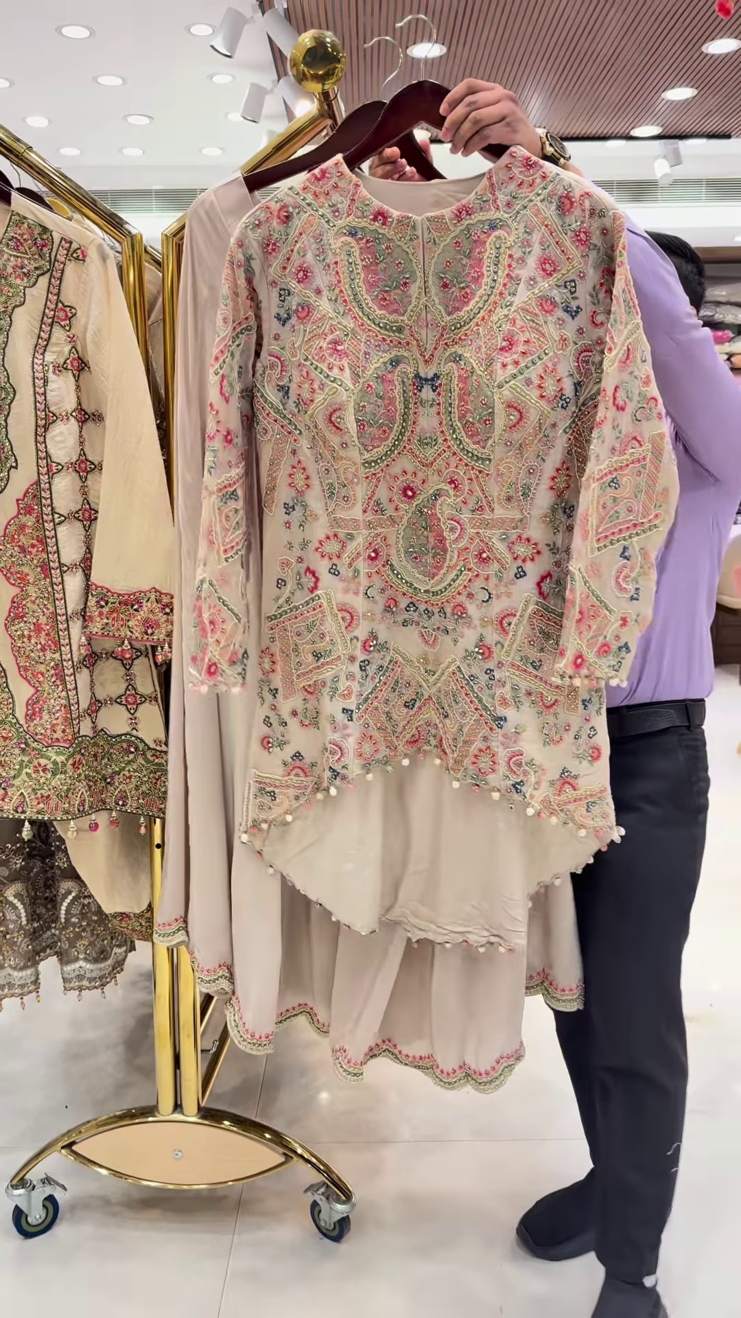 Lime Green Heavily Embroidered Kurta with Matching Skirt Set