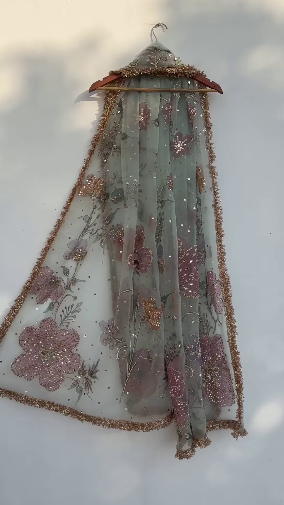 Mint Green Heavily Embellished Potli Bag and Fabric Set