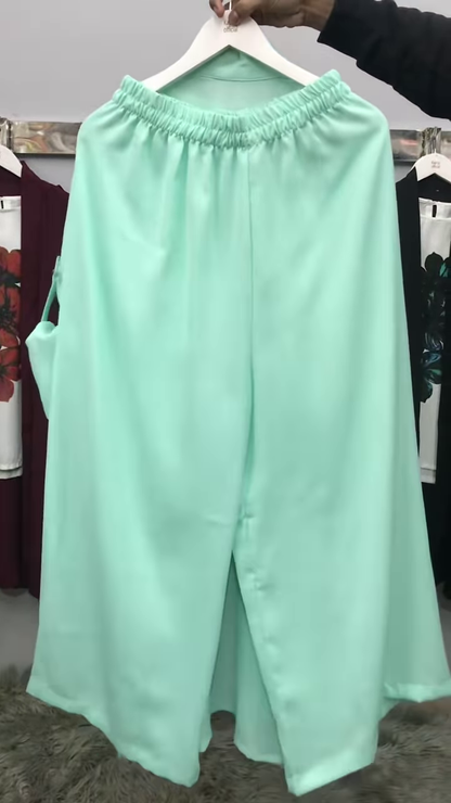 Mint Green Three-Piece Layered Set with Floral Cami