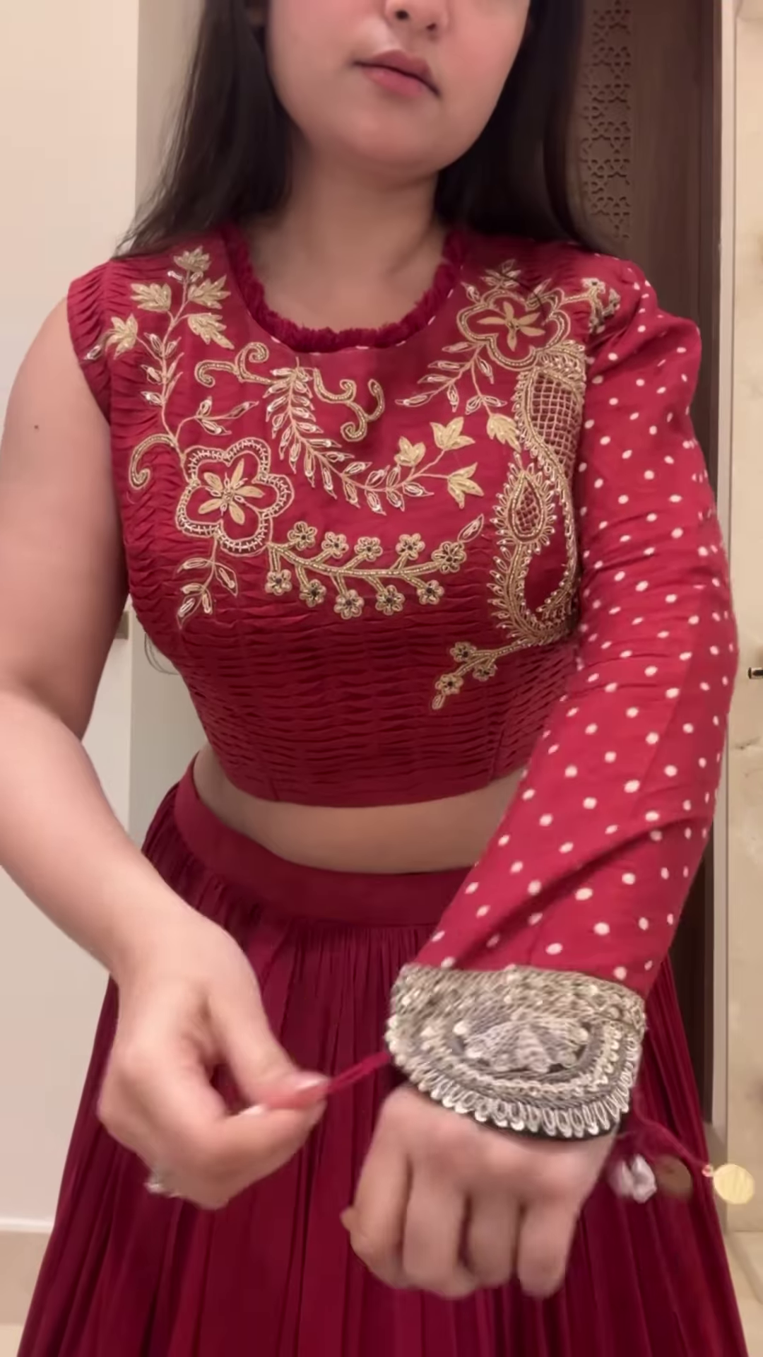 Radiant Maroon Georgette Anarkali with Heavy Golden Paisley Embroidery