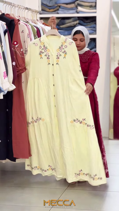 Black Tiered Ethnic Dress with Red Rose Embroidery and Tassels