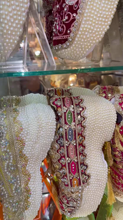 Luxury Heavily Embellished Pearl and Sequin Platform Juttis