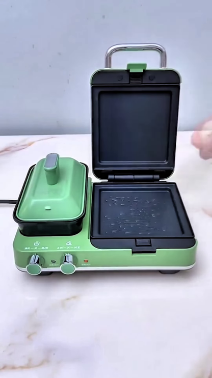 Multi-Functional Green Breakfast Station with Sandwich Maker and Pot