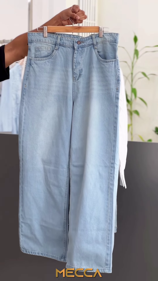 Classic Denim Pinafore Dress with Crisp White Shirt Set