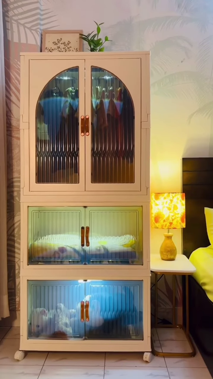 Modern Arched Fluted-Door Modular Storage Wardrobe