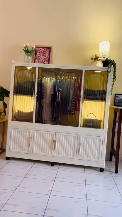 Modern Arched Fluted-Door Modular Storage Wardrobe