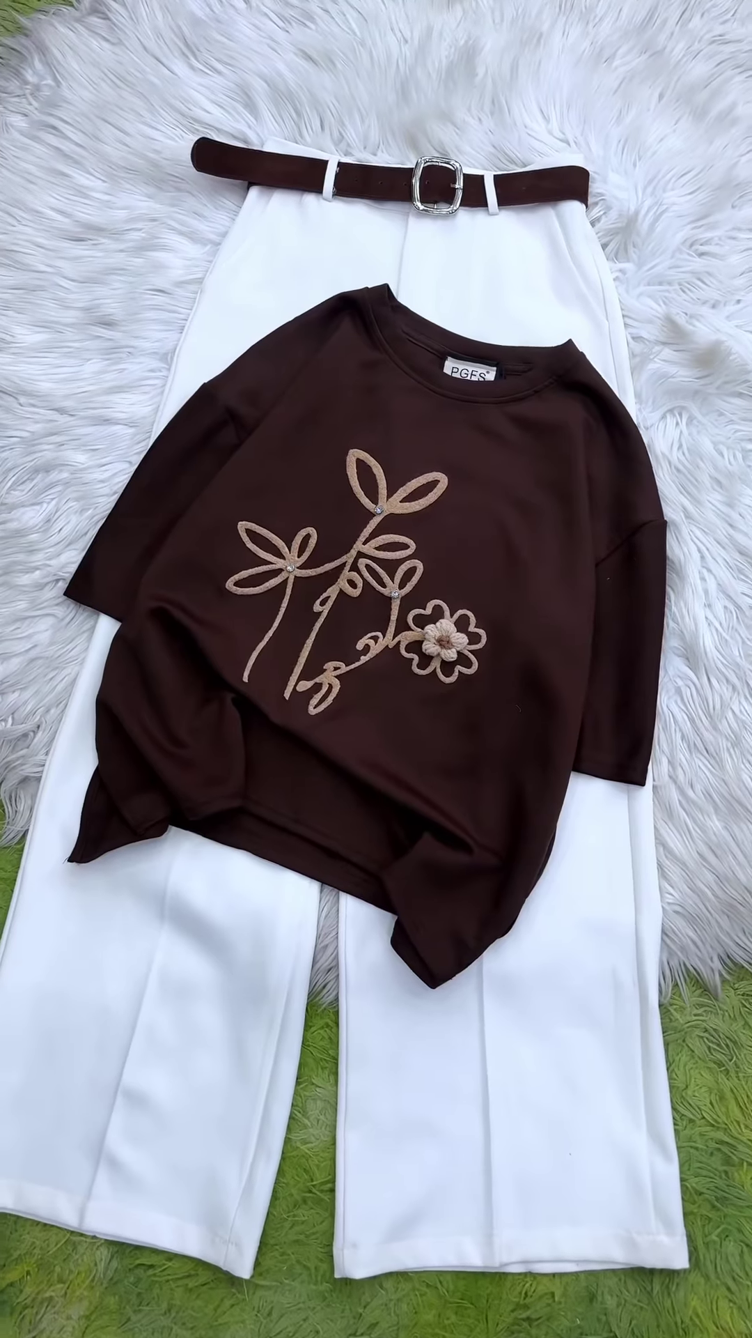 Sophisticated Embroidered Tee and Trouser Ensemble