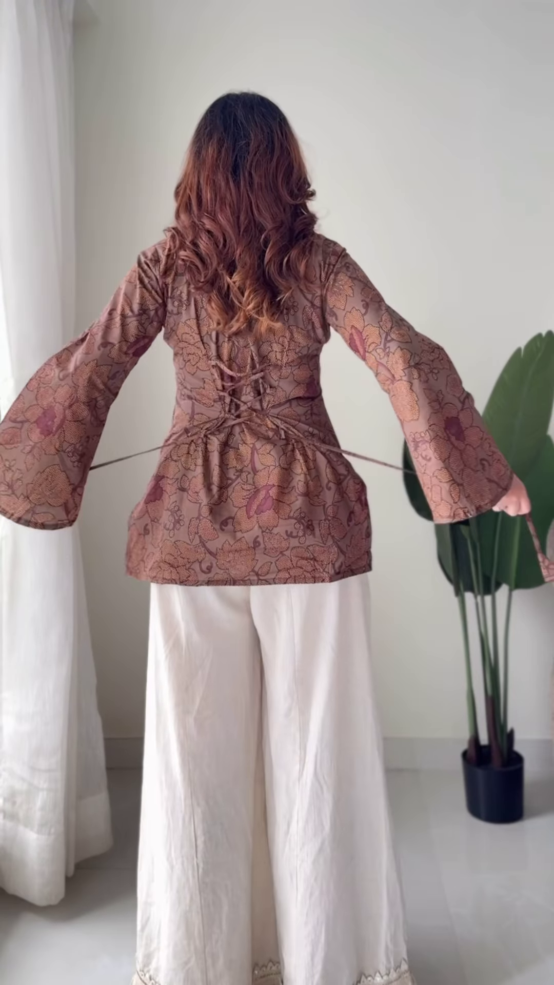 Boho-Chic Floral Tunic and Flared Palazzo Set