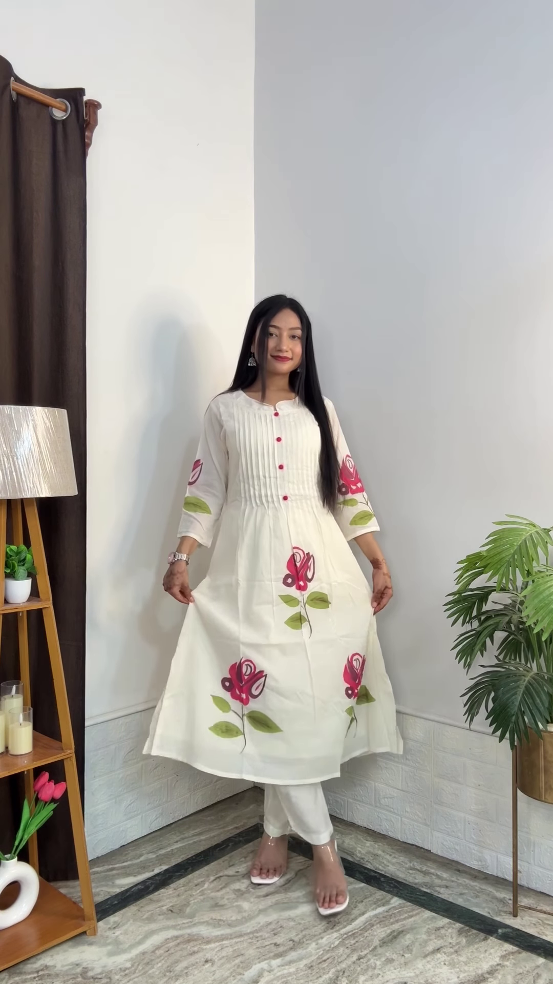 Artisanal Floral Kurta and Trouser Set Collection