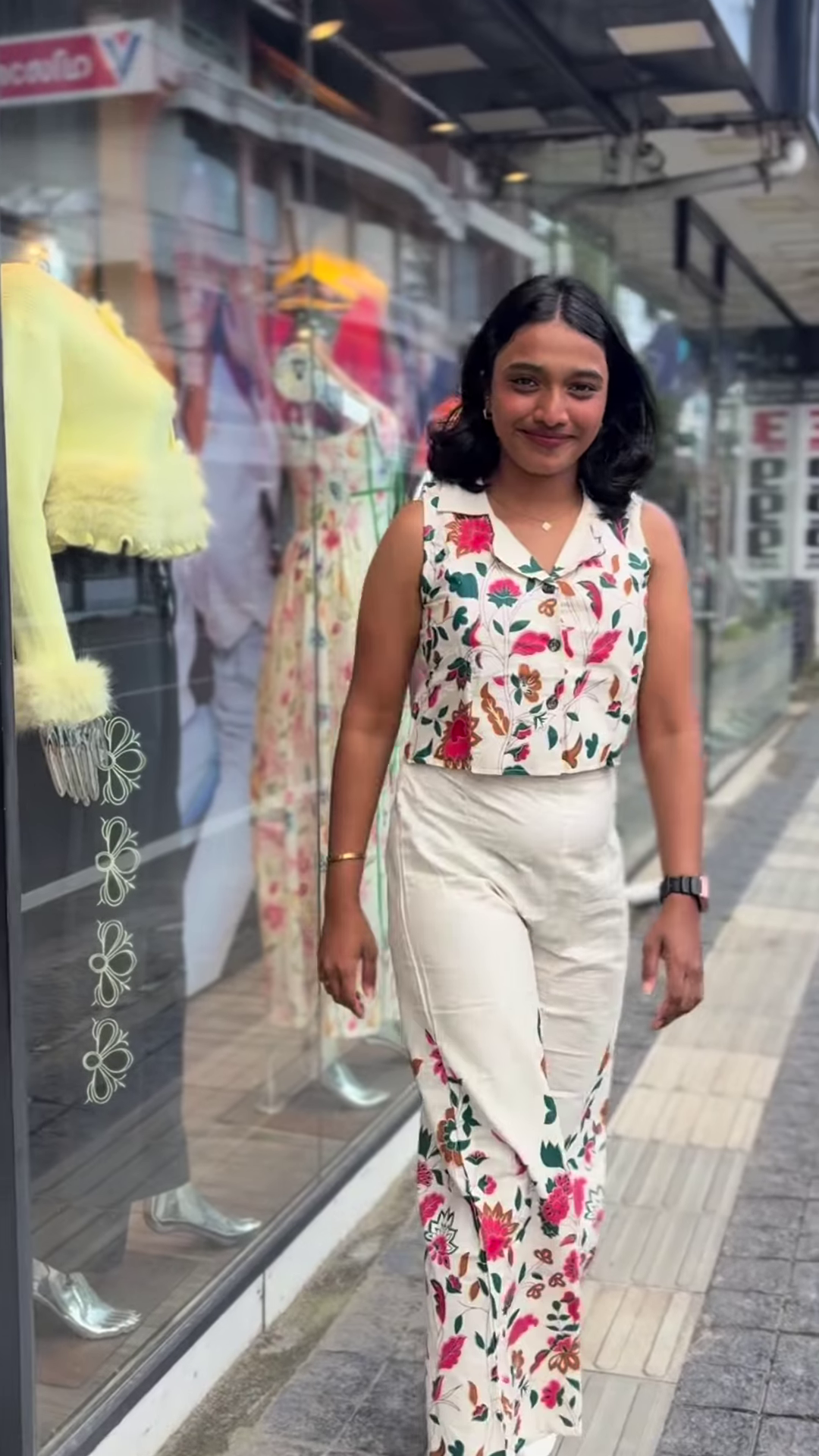 Floral Print Collared Crop Top and Matching Palazzo Set