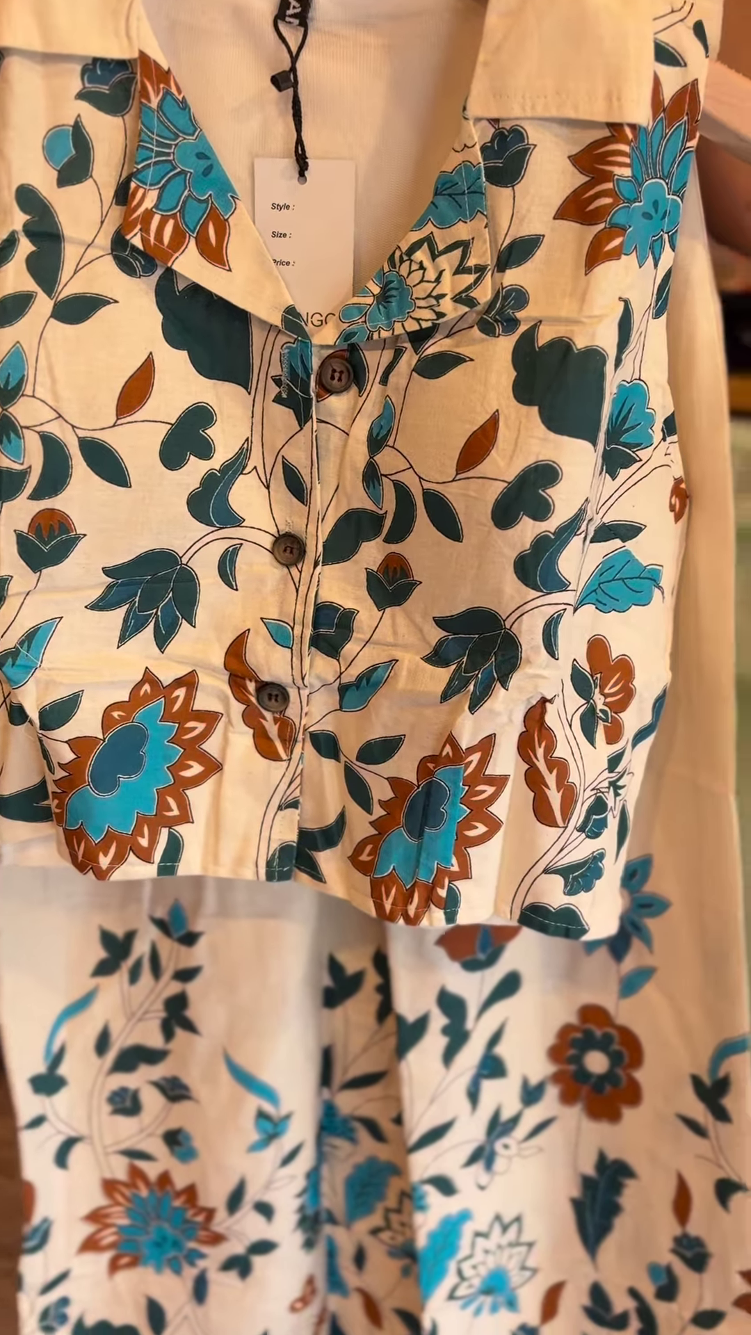 Floral Print Collared Crop Top and Matching Palazzo Set