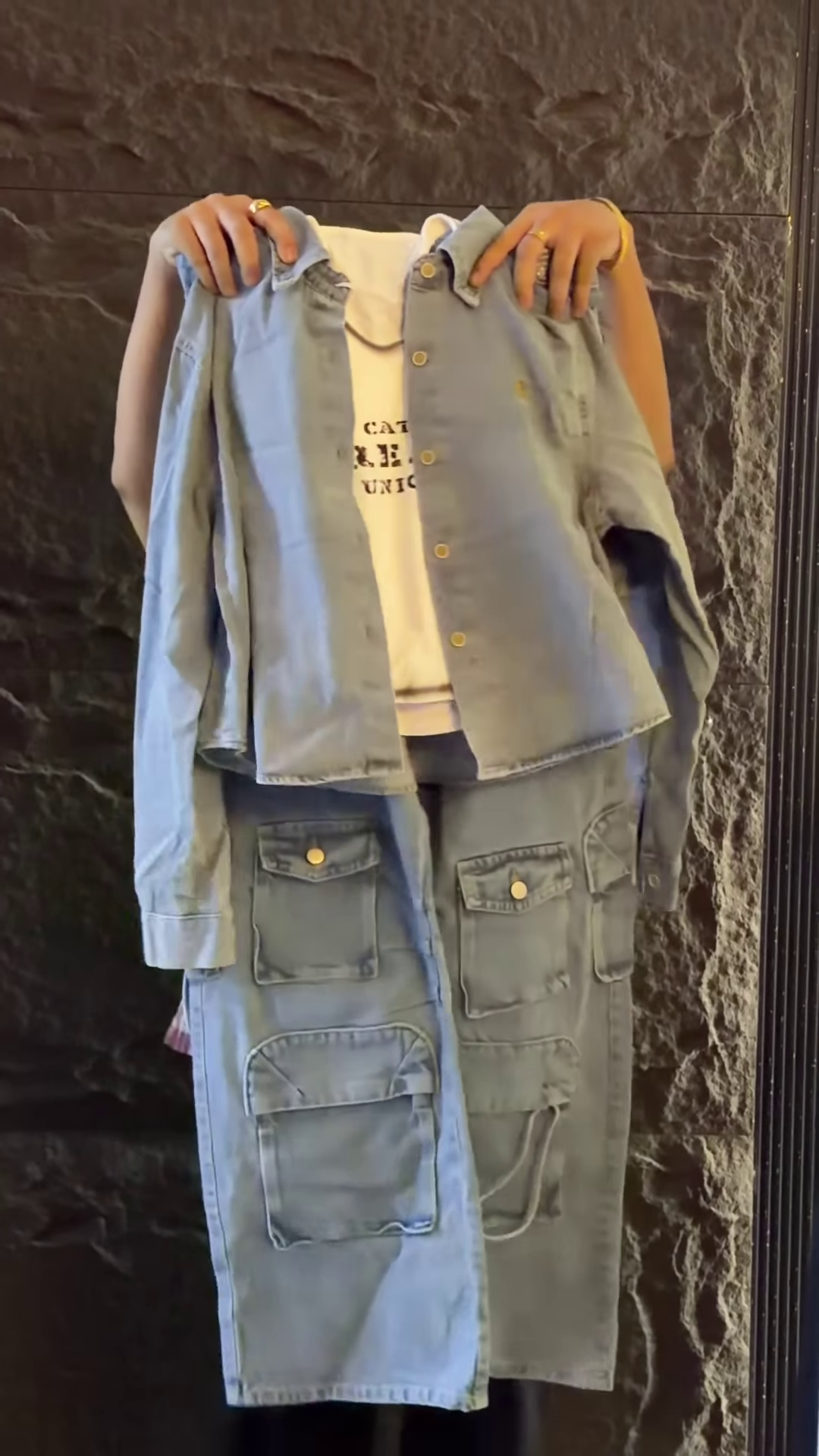 Utility-Style Denim Jacket and Cargo Trouser Co-ord Set