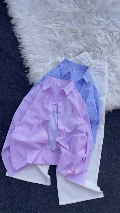 Classic Striped Button-Down Shirt and Trouser Co-ord Set