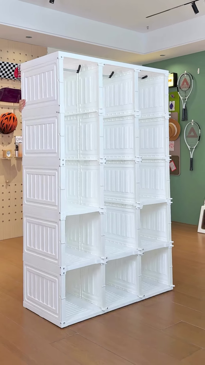 Modular Folding Closet with Translucent Swing-Doors