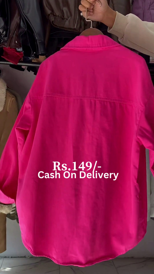 Urban Chic: Fuchsia Oversized Denim Shacket