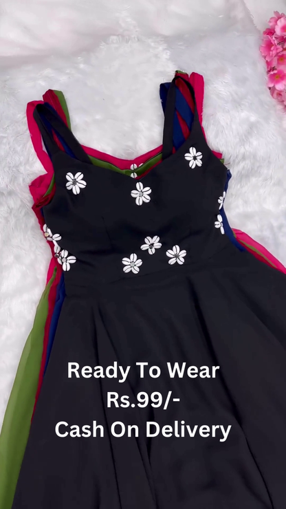 Midnight Bloom: Sleeveless Floral skater Dress
